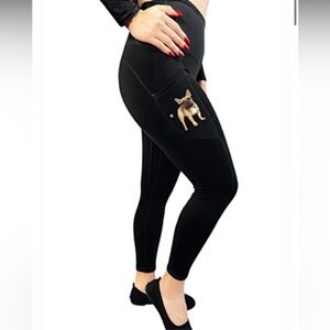 URBAN ATHLETICS Ladies L FRENCH BULLDOG High Rise Leggings With Pockets E&S PET